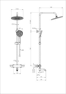 Душевая стойка Wonzon & Woghand Capsule WW-B3031-A2-MB с термостатом чёрный матовый